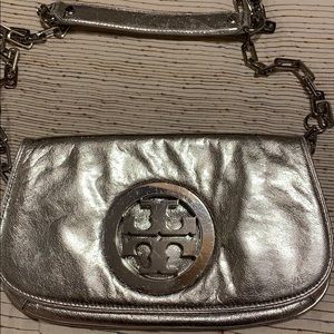 Silver Tory Burch crossbody bag